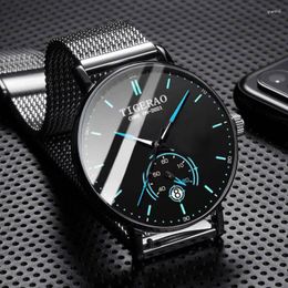 Wristwatches 2023 Minimalist Men's Fashion Ultra Thin Watches Simple Men Business Stainless Steel Mesh Belt Quartz Watch Relogio Masculin