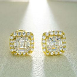 Passed Diamond Test Men Women 1.5CT D Color Moissanite Earrings Studs 925 Silver Gold Plated Bling Studs Earrings Nice Gift for Friends