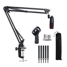 Flash Brackets Extendable Recording Microphone Holder Suspension Boom Scissor Arm Stand with Mic Clip Table Mounting Clamp 230816