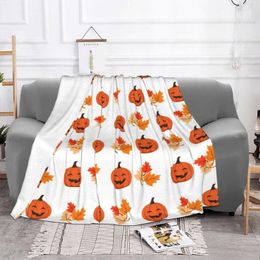 Blankets Halloween Pumpkin Pattern Blanket Fleece Textile Decor Party Multifunction Super Warm Throw For Bed Car Plush Thin Quilt