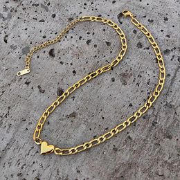 Chains Heart Figaro Chain Choker Necklace Stainless Steel For Women Minimalist Simple Cute Jewellery Elegant Waterproof