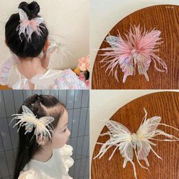 Hair Accessories Children Colourful Feather Butterfly Clip Fairy Beauty Princess Girl Hairpin Headdress Baby