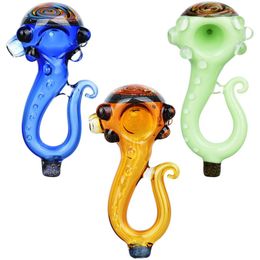 Colorful Wig Wag Octopus Style Pyrex Thick Glass Pipes Handmade Portable Filter Dry Herb Tobacco Spoon Bowl Smoking Bong Holder Innovative Handpipes Hand Tube DHL