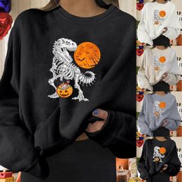 Women's Hoodies Womens Warm V Neck Sweater Halloween Print Sweatshirt Long Pullover Letter O Printing Sleeve Women