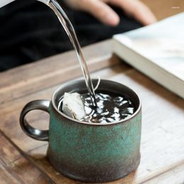 Кружки зеленый китайский печи изменить чайную чашку домашнюю керамическую кружку творческий ретро -ретро -мужчина и женщины офисная вода кофе