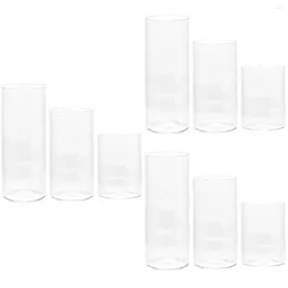 Candle Holders 9 Pcs Clear Holder Glass Cup Table Top Pillar Candles Cylinder Household Shades