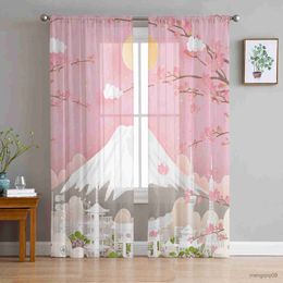 Curtain Mountain Flower Sun Bedroom Curtain Window Treatment Drapes Tulle Curtains for Living Room Sheer Curtains R230816