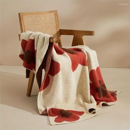 Blankets Nordic Flower Pattern Knitted Blanket Air Conditioning Warm Cosy Soft Throw For Couch Bed Sofa 120 150cm