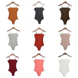 Women's Jumpsuits Rompers P474 Women Spaghetti Strap Sexy Backless Bodysuit Summer Bodycon Camisole Bodysuits Black White Tops 230815
