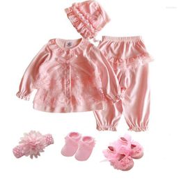 Clothing Sets 3 Pcs Cute Born Baby Girl Clothes Set 1st Birthday 2023 Style Hat Shoes Headband Lace 0 Suit 12