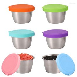 Storage Bottles Salad Sauce Container 6 Pieces Stainless Steel Dressing And Box Leak Proof Condiment Cups Kitchen Gadgets For Picnics