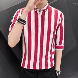 Men's Casual Shirts High-quality Striped Black And White Handsome Trend Boutique Shirt Banquet Business Wedding M-5XL Size