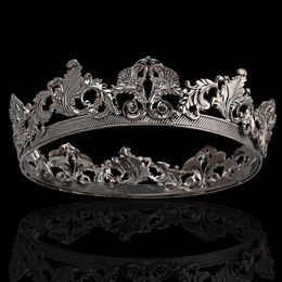 Wedding Hair Jewellery Alloy King Queen Round Crown Party Hair Accessories For Costume Cosplay Prom Pageant Homecoming Wedding Black Crown 230815