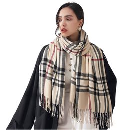 Scarve Autumn Winter Scarf Lady Cashmere Feeling Muffler Spring Fall Large Blanket Classic Plaid Shawl Soft Warm Wrap Wholesale 230815