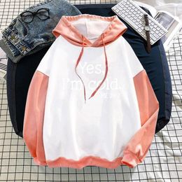 Women's Hoodies Women Harajuku Korean Version Loose Casual Long Sleeve Sweatshirts Character Printed Drawstring Colour Block Streetwear