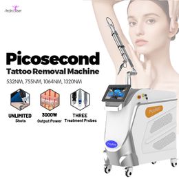 Q switched picosecond nd yag laser 755nm rejuvi tattoo removal pico second skin rejuvenation salon beauty machines 4 probes