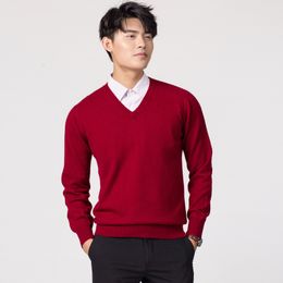 Mens Sweaters Man Pullovers Winter Fashion Vneck Sweater Wool Knitted Jumpers Male Woolen Clothes Standard Tops 230815