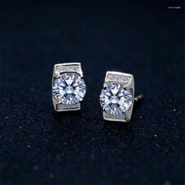 Stud Earrings S999 Silver Colour Zircon Stone Fashion Jewellery Korean For Women Girl Party Wedding 2023