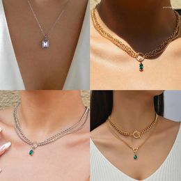 Pendant Necklaces Multi-layer Women's Necklace Crystal Gold Plated Choker Stainless Steel Jewellery Accessories For Women