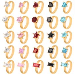 Cluster Rings 2023 Trendy Stainless Steel Zircon For Women Ring Colorful Shiny Hear Rhinestone Party Jewerlly Gift
