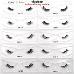 False Eyelashes 3060100 Pairs Visofree Half Lashes in Trays No Box Wholesale Mink Lash Natural Short Wispy 230816