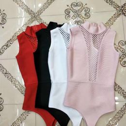 Women's Jumpsuits Rompers test Trendy High Neck Lace Up Design Wholesale Women Bandage Bodysuit Bathsuit 230815