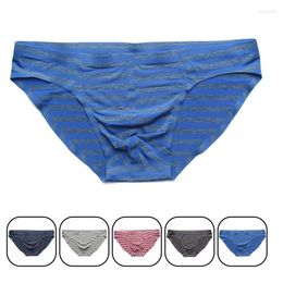 Underpants Sexy Men Striped Underwear Men's Ice Silk Briefs Breathable Seamless Panties Male Cool