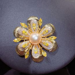 Brooches MeiBaPJ 9-10mm Natural Freshwater Pearl Flower Brooch For Women Fine Fashion Weddings Jewellery Factory Price