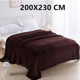 Blankets Thickened soft warm coral fleece flannel blanket bed faux fur mink fur sofa cover bedspread winter plaid blanket 230816