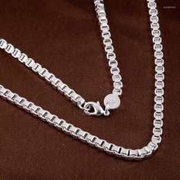 Chains Classic 4MM Box Chain 925 Sterling Silver Necklaces For Woman Men's Charm Jewelry Fashion Charms Party Christmas Gifts