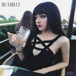Women's Jumpsuits Rompers Arrival Gothic Girls Pentagram Hollow out Bodysuit Women Sexy Punk Skinny Black Female 230815