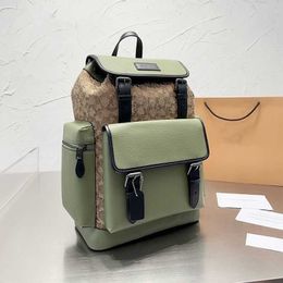 Luxury Designer Leather Backpack Backpack Alphabet Print Buckle Hiking Bag Multi-Pockets Large Capacity Versatile Casual Computer Bag