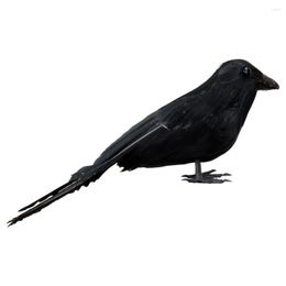 Garden Decorations Artificial Crow Feathered Handmade Standing/Flying Foam Home Decor Mini Halloween Ornament Tree Simulation Animal Bird