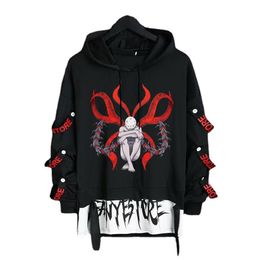 Mens Hoodies Sweatshirts Anime Tokyo Ghoul Streetwear Patchwork Hoodies Print Hoodies Kaneki Ken Cartoon Casual Sweatshirts Unisex Y2k Clothes Oversized 230815