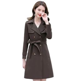 Women's Trench Coats Spring Autumn Coat Woman Korean Double Breasted Long Ladies Overcoat Classic Female Windbreaker 5XL 230815