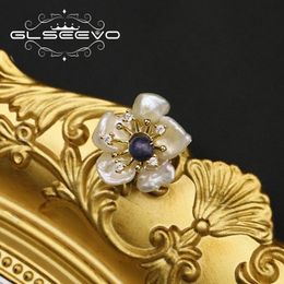 Pins Brooches GLSEEVO Baroque White Pearl Brooch Pin Flower Brooch For Women Girl Engagement Luxury Jewelry Women Accessories Broszki GO0349B 230815