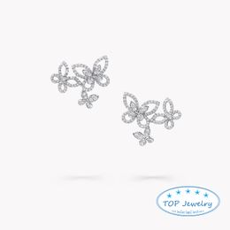 Charm England luxury brand Jewellery High Quality 925 Sterling Silver Classic 3 Butterfly Earrings For Women 230816