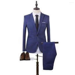 Men's Suits Exquisite Workmanship Pants Set Stylish Business Suit Lapel Slim Fit With Pockets For Spring Autumn Men