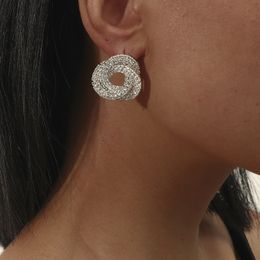 Stud Elegant Shiny Stud Earrings for Women Oversize Geometric Round Stud Earrings Wedding Party Jewelry Gifts 230815