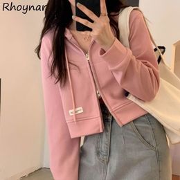 Womens Jackets Crop Hooded Women Pink Sweet Streetwear American Vintage Zipup Y2k Clothes Teens Fashion Preppy Harajuku Leisure 230815