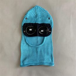 Tactical Hood Two lens windbreak hood beanies outdoor cotton knitted windproof men GOGGLE face mask casual male skull caps hats glasses black grey green Blue