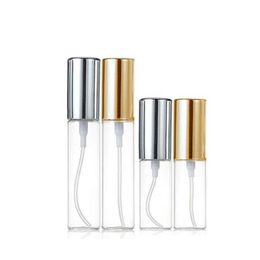 Mini Fine Mist Clear 5ml/10ml 1/6OZ 1/3OZ Atomizer Glass Bottle Spray Refillable Fragrance Perfume Empty Scent Bottle W/ Aluminum Spray Wumo
