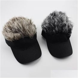 Ball Caps Men Womens Fashion Novelty Baseball Cap Fake Flair Hair Sun Visor Hats Toupee Wig Funny Cool Gifts Drop Delivery Accessories Dhp5L