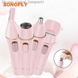 SONOFLY 4-in-1 USB hair removal washable facial starter suitable for women eyebrow nose hair trimmer shaving bikini hair trimmer BZ-3566 Z230818