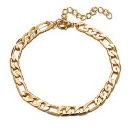 Charm Bracelets New 18K Gold Figaro Chain Bracelet European American Fashion Anklet For Women And Men Factory Price Jewelry Drop Deliv Dhx0W