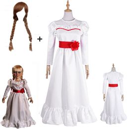 Special Occasions Movie Annabel Cosplay Costume for Women Kids Adult Halloween Costumes and Wig Horror Scary Fancy White Dress Outfits 230815