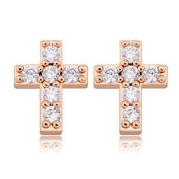 Stud Hip Hop Charm Cross Earring Bling 18K Real Gold Plated 925 Sterling Sier Prevent Allergy Earrings For Women Gift Drop Delivery J Dhtuo