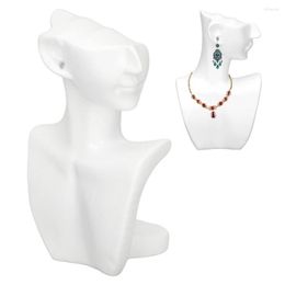 Jewelry Pouches Unique Mannequin Rack Side Face Profile Smooth Ears Neck Earrings Necklace Display Bust