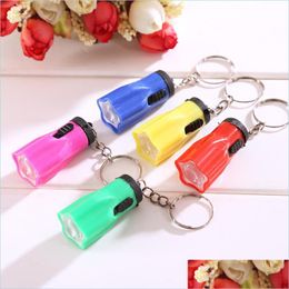 Keychains Lanyards Flower Shape Portable Cute Bright Led Flashlight Key Chain Mini Keychain Torch Flashlights Plum Keyring For Hikin Dhu2U