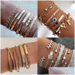 Identification Bohemian Gold Tassel Bracelets For Women Summer Beach Clear Crystal Stone Pineapple Geometric Heart Bangle Jewellery Drop Dhxpc